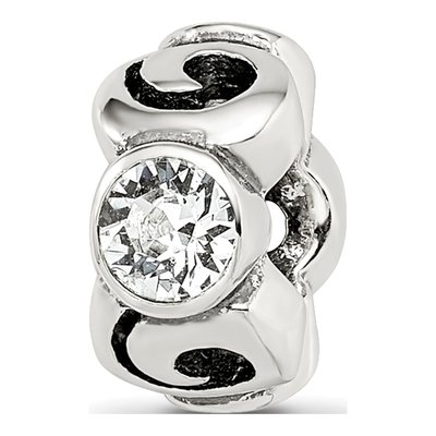 Sterling Silver Crystal April Birthstone Bead