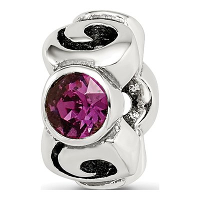 Sterling Silver Crystal February Birthstone Bead