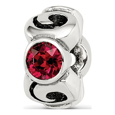 Sterling Silver Crystal July Birthstone Bead