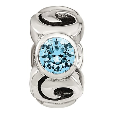 Sterling Silver Crystal March Birthstone Bead – view 5