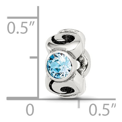 Sterling Silver Crystal March Birthstone Bead – view 6