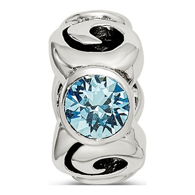 Sterling Silver Crystal March Birthstone Bead – view 7