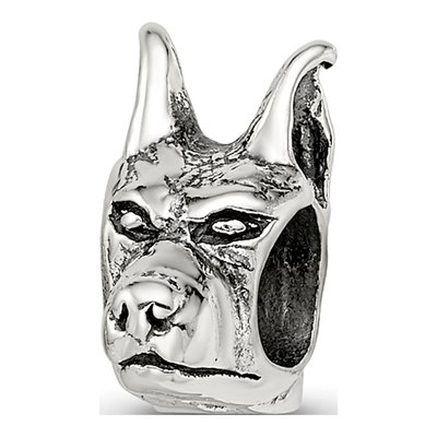 Sterling Silver Doberman Pinscher Head Bead