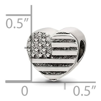 Sterling Silver Heart Flag Bead – view 6