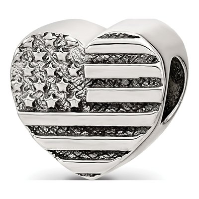 Sterling Silver Heart Flag Bead