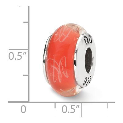 Sterling Silver Orange Scribbles Glass Bead – view 6