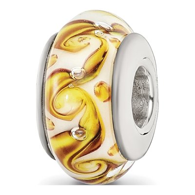 Sterling Silver Swirl Glass Bead
