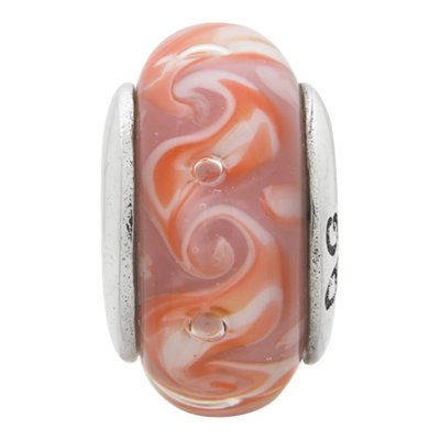 Sterling Silver Pink Red Swirl Glass Bead – view 4