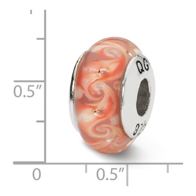 Sterling Silver Pink Red Swirl Glass Bead – view 6