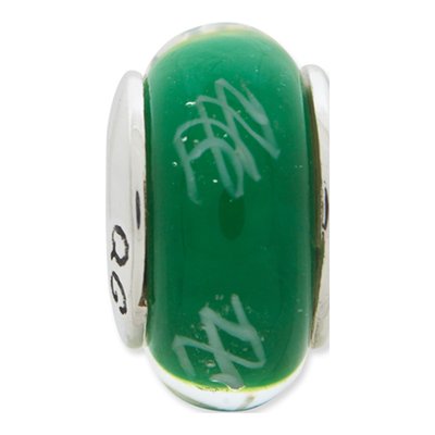 Sterling Silver Green Glass Scribble Bead – view 5