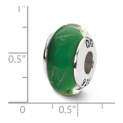 Sterling Silver Green Glass Scribble Bead – view 6