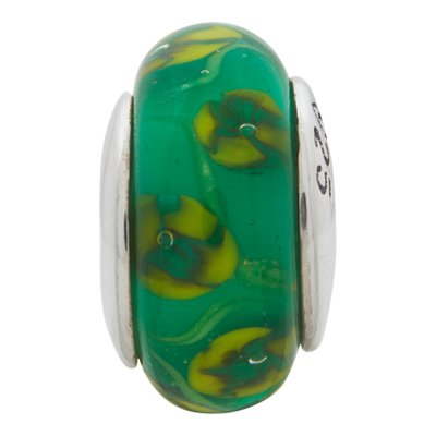 Sterling Silver Green Hand-Blown Glass Bead – view 4