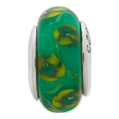 Sterling Silver Green Hand-Blown Glass Bead – view 5