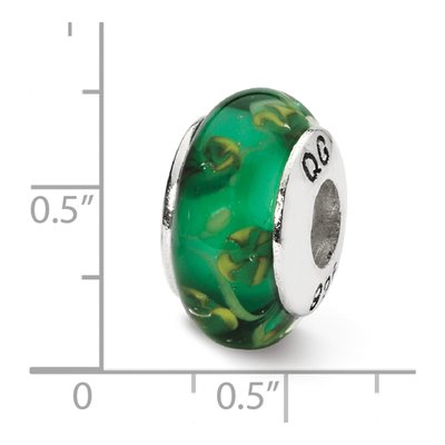 Sterling Silver Green Hand-Blown Glass Bead – view 6
