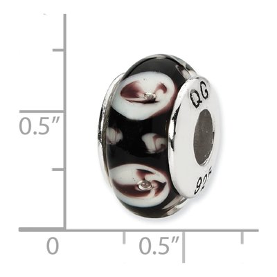 Sterling Silver Black Purple Floral Glass Bead – view 6