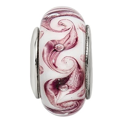 Sterling Silver Mauve Swirl Glass Bead – view 6
