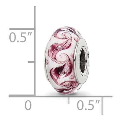 Sterling Silver Mauve Swirl Glass Bead – view 7