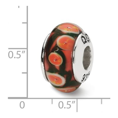 Sterling Silver Red Orange Hand-Blown Glass Bead – view 6