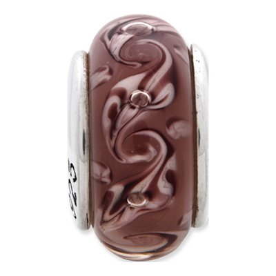 Sterling Silver Purple Swirl Hand-Blown Glass Bead – view 5