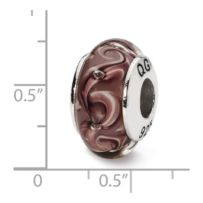 Sterling Silver Purple Swirl Hand-Blown Glass Bead – view 6