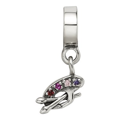 Sterling Silver CZ Artist Palette Dangle Bead – view 6