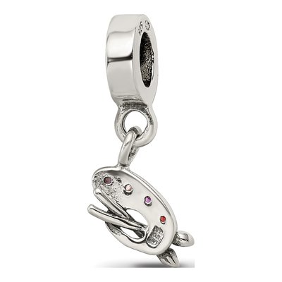Sterling Silver CZ Artist Palette Dangle Bead – view 7