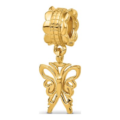 Gold-Plated Sterling Silver Butterfly Dangle Bead
