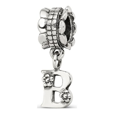Sterling Silver Letter B Dangle Bead