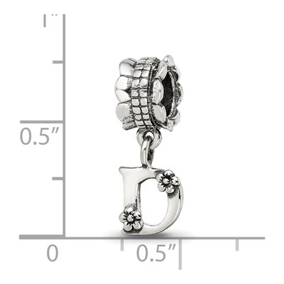 Sterling Silver Letter D Dangle Bead – view 5