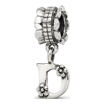 Sterling Silver Letter D Dangle Bead
