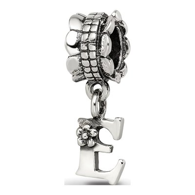 Sterling Silver Letter E Dangle Bead