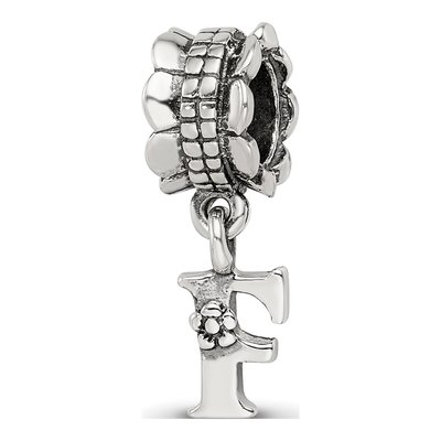 Sterling Silver Letter F Dangle Bead