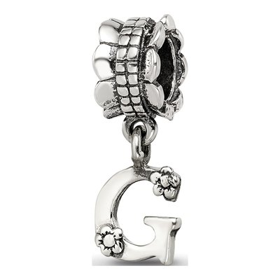 Sterling Silver Letter G Dangle Bead