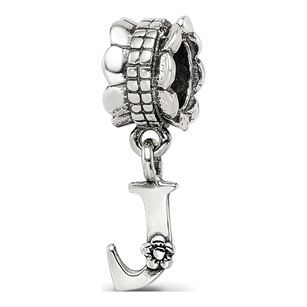Sterling Silver Letter J Dangle Bead