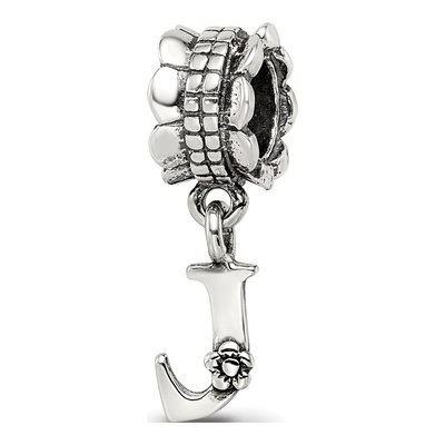 Sterling Silver Letter J Dangle Bead