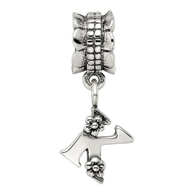 Sterling Silver Letter K Dangle Bead – view 6