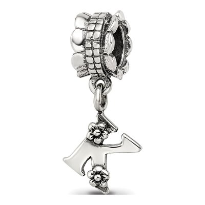 Sterling Silver Letter K Dangle Bead
