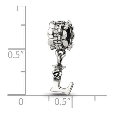 Sterling Silver Letter L Dangle Bead – view 5