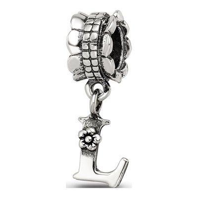 Sterling Silver Letter L Dangle Bead