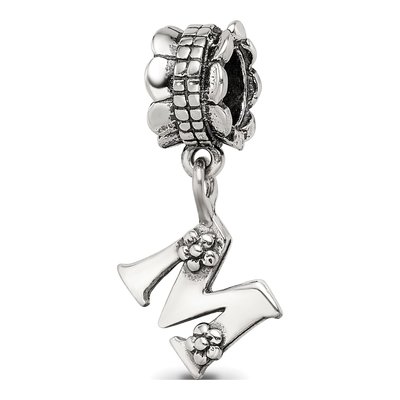 Sterling Silver Letter M Dangle Bead