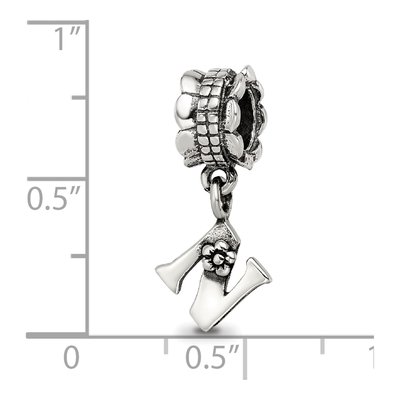 Sterling Silver Letter N Dangle Bead – view 5