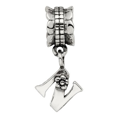 Sterling Silver Letter N Dangle Bead – view 6