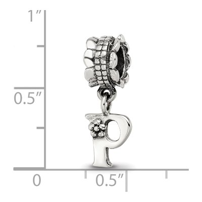 Sterling Silver Letter P Dangle Bead – view 5