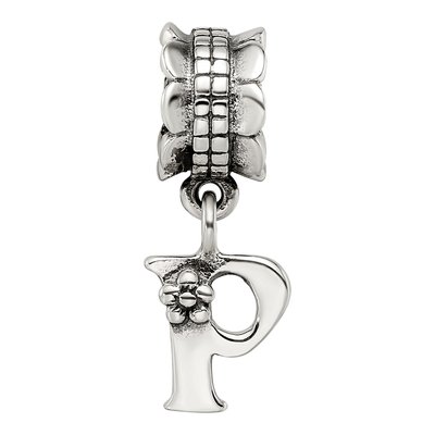 Sterling Silver Letter P Dangle Bead – view 6
