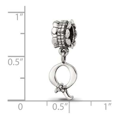 Sterling Silver Letter Q Dangle Bead – view 5