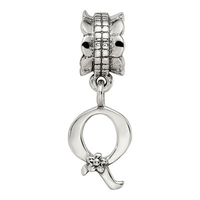 Sterling Silver Letter Q Dangle Bead – view 6