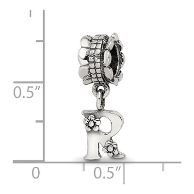 Sterling Silver Letter R Dangle Bead – view 5