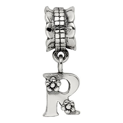 Sterling Silver Letter R Dangle Bead – view 6