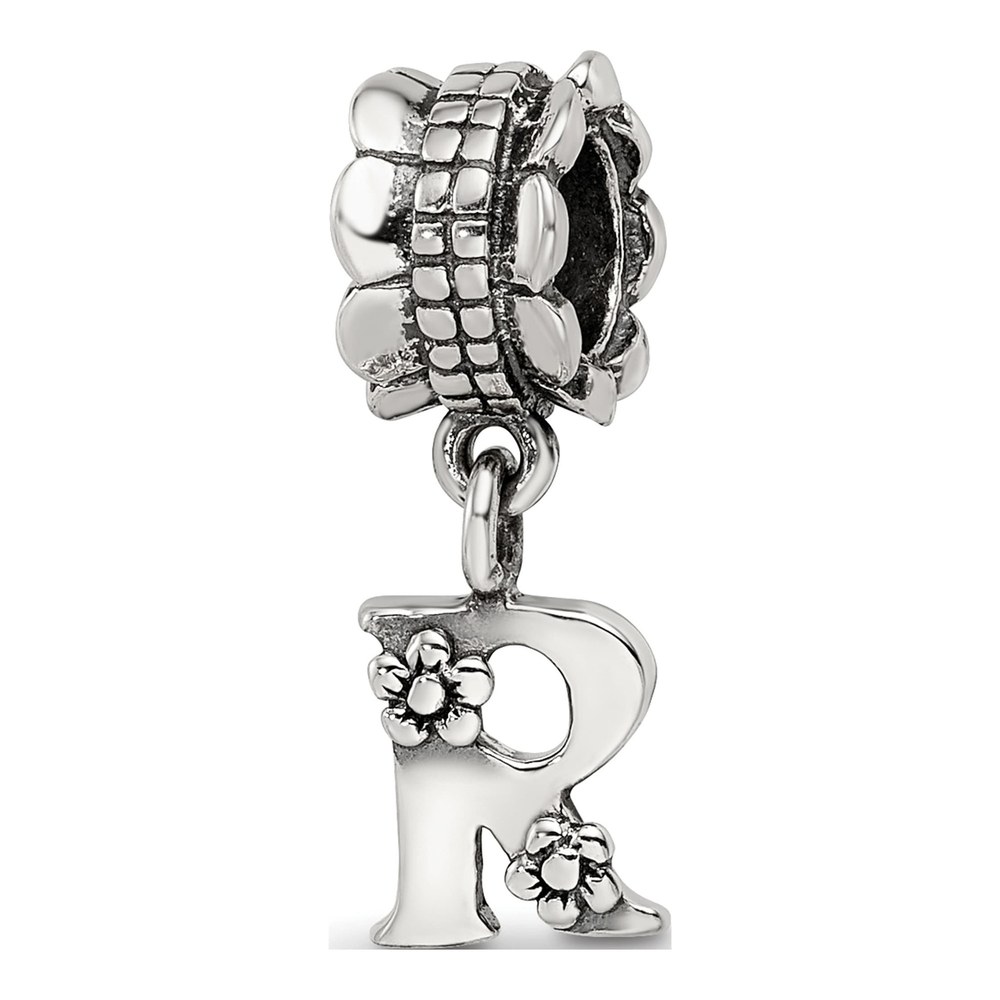 Sterling Silver Letter R Dangle Bead