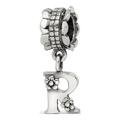 Sterling Silver Letter R Dangle Bead